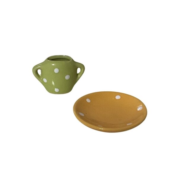 CDI Porcelan Pastel Pola Dot Child Tea Set Replacements - Picture 2 of 4